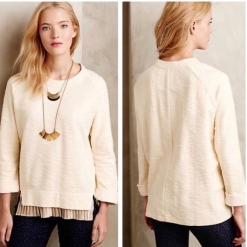 Anthropologie Undiscovered Eye womens Pleated Hem Pullover Oversized xsmall
